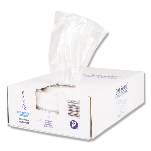 InteplastPitt Ice Bucket Liner Bags, 3 qt, 0.5 mil, 6" x 12", Clear, 1,000/Carton