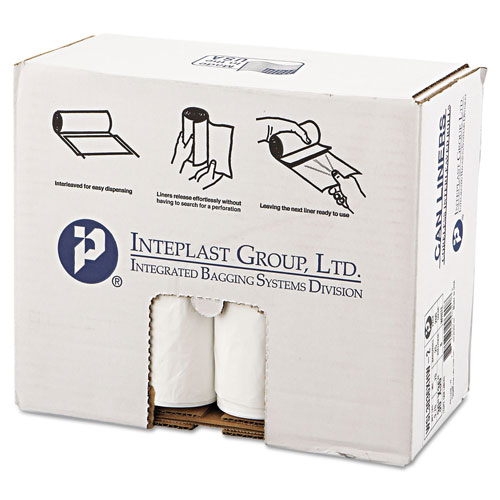 InteplastPitt Low-Density Commercial Can Liners, 30 gal, 0.7 mil, 30" x 36", White, 200/Carton