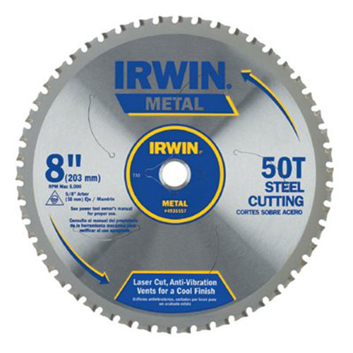 Irwin 50T Metal Cutting Saw Blade, Ferrous Steel, 8in