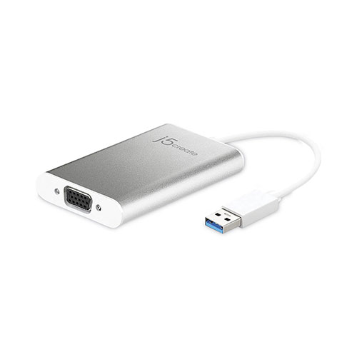 J5 Create USB to VGA Adapter, 5.91", Silver/White