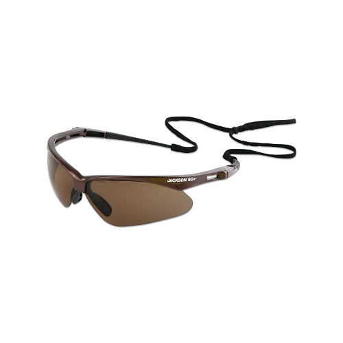 Jackson Safety® Safety SG+ Series Safety Glasses, Brown Lens, Polarized, Polycarbonate, Hardcoat Anti-Scratch, Brown Frame