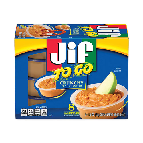 Jif To Go Spreads, Crunchy Peanut Butter, 1.5 oz Cup, 8/Box