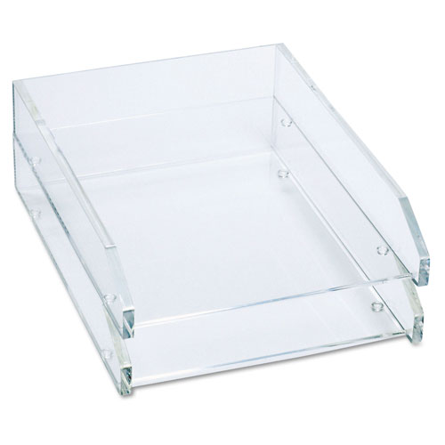 Kantek Clear Acrylic Letter Tray, 2 Sections, Letter Size Files, 10.5" x 13.75" x 2.5", Clear, 2/Pack