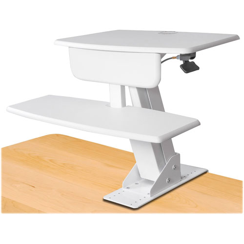 Kantek Desk Sit-To-Stand Workstation, 26-3/4" x 24-1/2" x 22", White