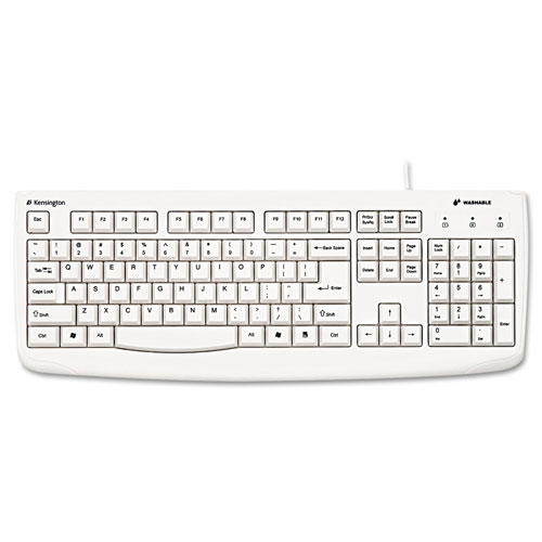 Kensington Pro Fit USB Washable Keyboard, 104 Keys, White