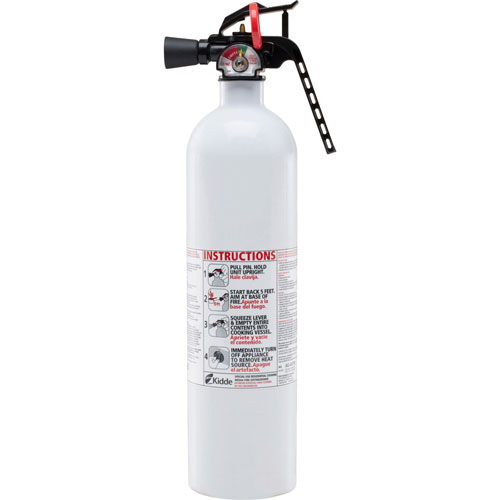 Kidde Safety Kitchen Fire Extinguisher, w/Metal Valve, 2.5lbs, White