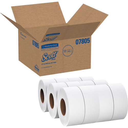 Kimberly-Clark Essential JRT Jumbo Roll Bathroom Tissue, Septic Safe, 2-Ply, White, 3.55" x 1,000 ft, 12 Rolls/Carton