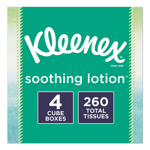 Kleenex Lotion Facial Tissue, 2-Ply, White, 65 Sheets/Box, 4 Boxes/Pack
