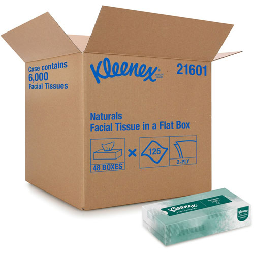 Kleenex Naturals 2-Ply Facial Tissue, 48 Boxes of 125