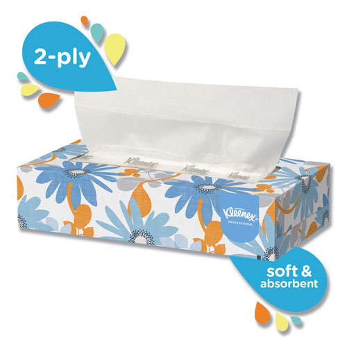Kleenex White Facial Tissue, 2-Ply, White, Pop-Up Box, 125/Box