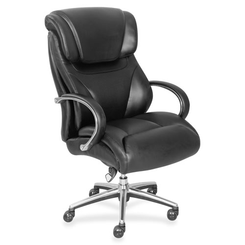 La-Z-Boy Faux Leather Mid-Back Chair, 32-3/4" x 27-3/4" x 45-1/4", Black