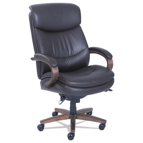 La-Z-Boy Woodbury Big and Tall Executive Chair, Supports up to 400 lbs., Brown Seat/Brown Back, Weathered Sand Base