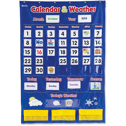 Learning Resources Calendar/Weather Pocket Chart, 30-3/4" x 44-1/4", Multi