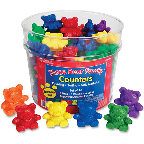 Learning Resources Three Bear Family Counters, Rainbow Set, 96Pcs, Multi