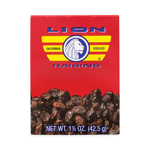 Lion California Seedless Raisins, 1.5 oz Box, 6/Pack