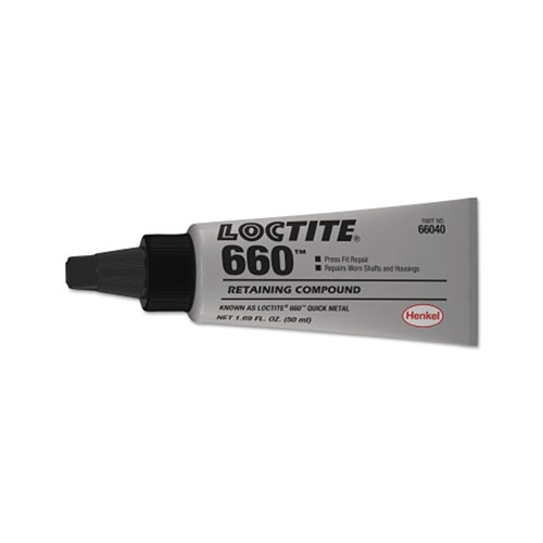 Loctite 660™ Quick Metal® Retaining Compound, 50 mL Tube, Silver, 3,300 psi