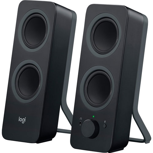 Logitech Computer Speakers, w/Bluetooth, 3-1/2"x4-9/10"x9-1/2", 2/ST, Black