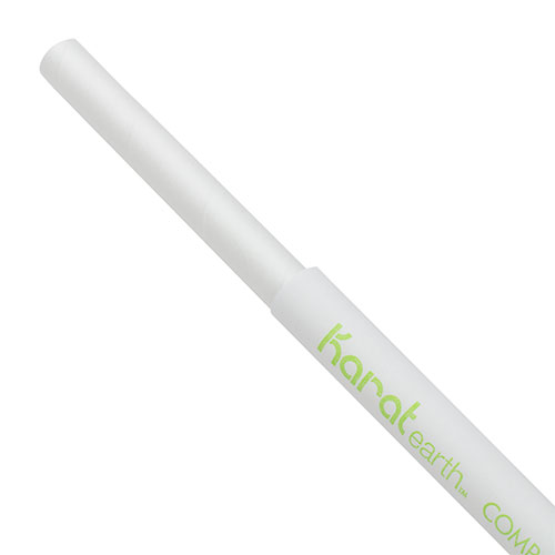 Lollicup Karat Earth 7.75" Giant Paper Wrapped White Paper Straw, 4/500/cs