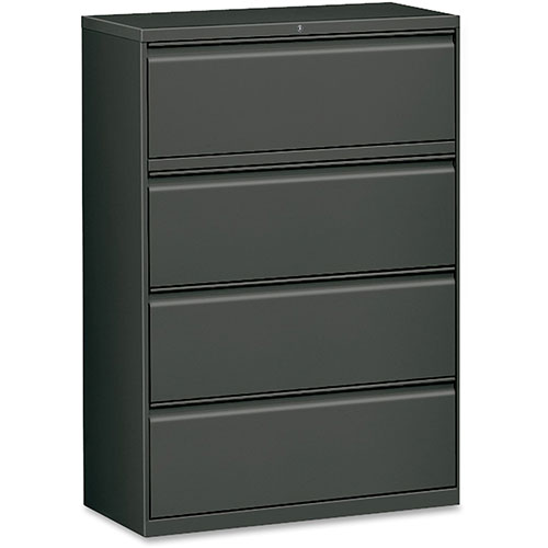 Lorell 4 Drawer Metal Lateral File Cabinet, 31"x21.5"x57.75", Dark Gray