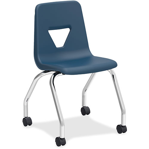 Lorell 4-Legged Mobile Chair, 18-1/2" x 21" x 30", 2/CT, Navy