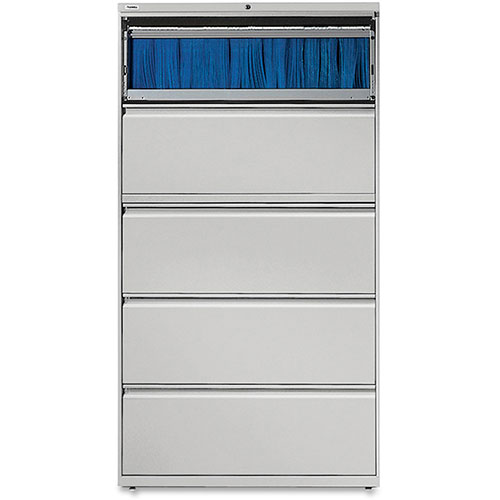 Lorell 5 Drawer Metal Lateral File Cabinet, 38"x21.5"x71.5", Gray