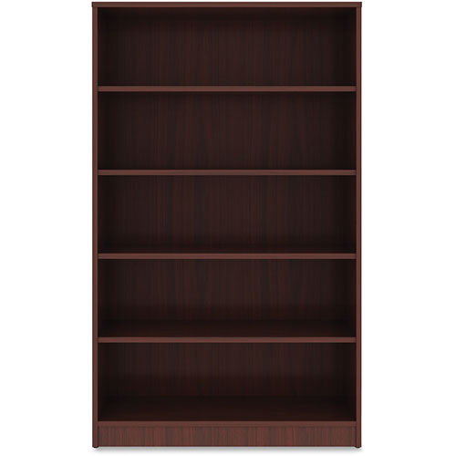 Lorell 5-Shelf Bookcase, 36" x 12" x 60', Mahogany