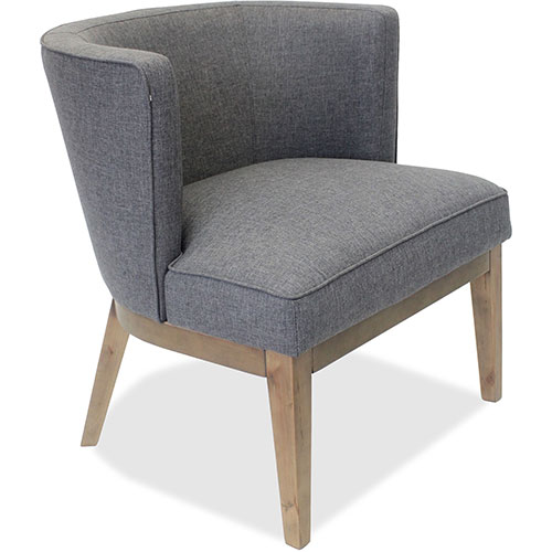 Lorell Accent Chair, Gray Linen Fabric, 25-1/2" x 29" x 28", Walnut