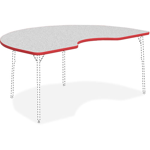 Lorell Activity Tabletop, Kidney, 48" x 72", Gray/Red