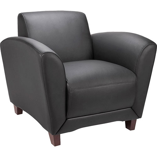 Lorell Bonded Reception Chair, 36" x 34-1/2" x 31-1/4", Lthr/BK