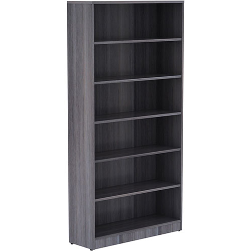 Lorell Bookcase, 6 Shelves, 36"x12"x72", Weathered Charcoal