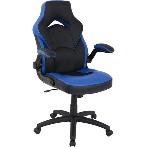 Lorell Chair, Gaming, High-Back, 20-1/2"Wx28"Lx47-1/2"H, Blue/Black