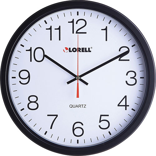 Lorell Clock, Wall, Quartz, Silent Sweep, 12-1/2", Black