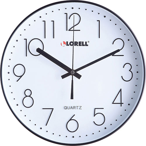 Lorell Clock, Wall, Super Quiet, 12", Black