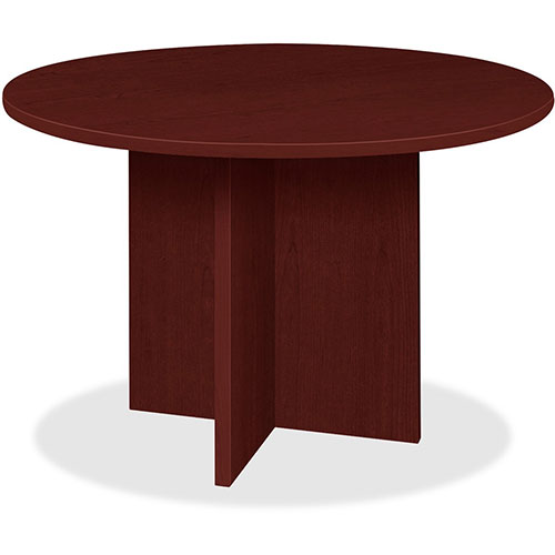 Lorell Conference Table, Round Top, 42"Dia x 1"Thick x 29"H, Mahogany