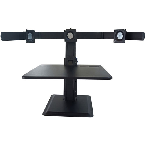 Lorell Deluxe Light-Touch 3-Monitor Desk Riser, Up to 32" Screen Support, 35", x 26" x 27.3" Depth, Desk, Black
