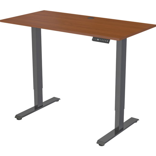 Lorell Height Adjustable Desk, Sit-to-Stand, Motor Operated, 48"x24"x28.9"-47.2" , Walnut/Black