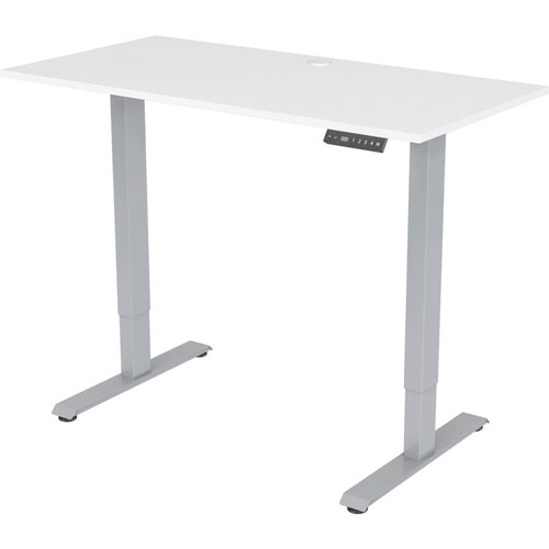 Lorell Desk, Height-Adj, 48"x24"x28.9"-47.2" , White/Gray