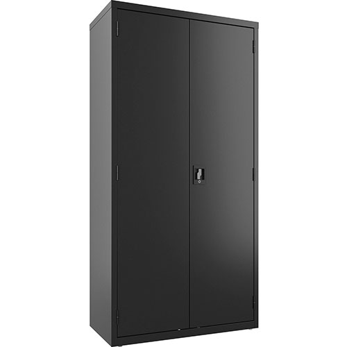 Lorell Double Door Wardrobe, Lockable, 36"Wx18"Lx72"H, Black
