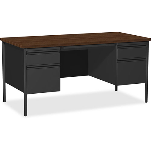 Lorell Double Pedestal Desk, 60" x 30" x 29-1/2", Black Walnut