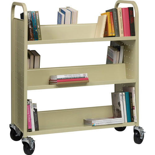 Lorell Double-Sided Booktruck, 39" x 19" x 46", Putty