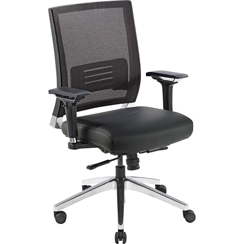 Lorell Exec. Swivel Chair,28-1/2"x28-1/4"x43-1/2",Black Mesh/Lthr