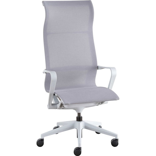 Lorell Executive Gray Mesh High-back Chair, Nylon, Mesh Back, Plastic Frame, 5-star Base, Gray, 26" x 26.3" Depth x 49.8" Height, 1 Each