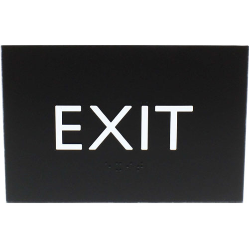 Lorell Exit Sign, 1 Each, 4.5" x 6.8" Height, Rectangular Shape, Easy Readability, Braille, Plastic, Black