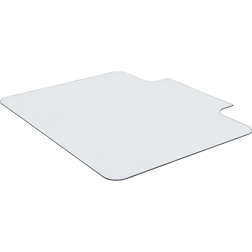 Lorell Glass Chairmat with Lip, Hardwood Floor, Carpet48" x 36" Depth, Lip Size 23" Length x 6" Width, Tempered Glass, Clear