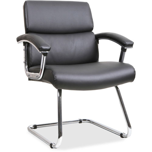 Lorell Guest Chair, 35-3/8" x 26-1/8" x 35", Leather/Black
