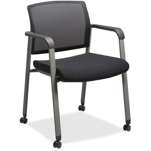 Lorell Guest Chair, Mesh Back with Casters, 22-7/8" x 22-5/8" x 32-1/8", Black