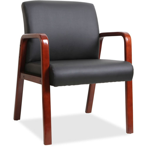 Lorell Guest Chair, 24" x 25-5/8" x 33-1/4", Wood, Black/Mahogany