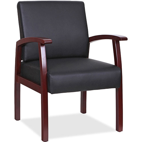 Lorell Guest Chair, 24" x 25" x 35-35-1/2", Black Leather