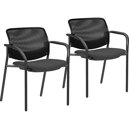 Lorell Guest Chair, Mesh Back, 26-1/2" x 27-1/2" x 40", Black
