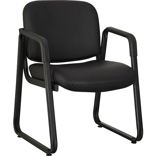 Lorell Guest Chair, 24-3/4"x26"x33-1/2", Leather/Black